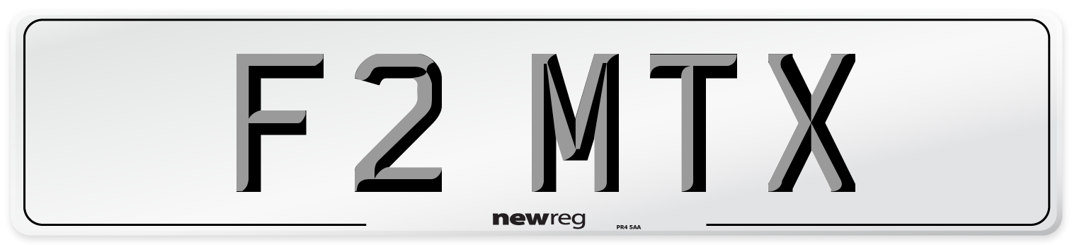 F2 MTX Number Plate from New Reg